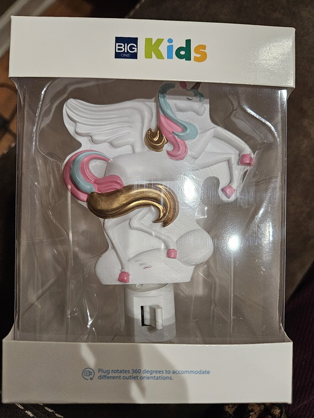 Kids White Unicorn Night Light with Pink, Teal & Gold Accents